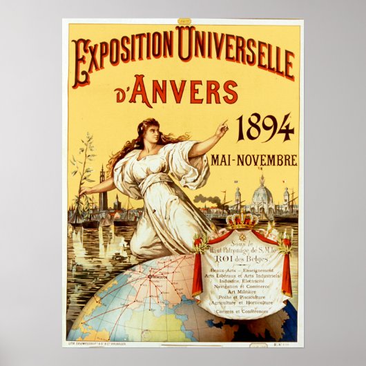  tentoonstelling Universelle d'Anvers 1894 Poster (Voorkant)