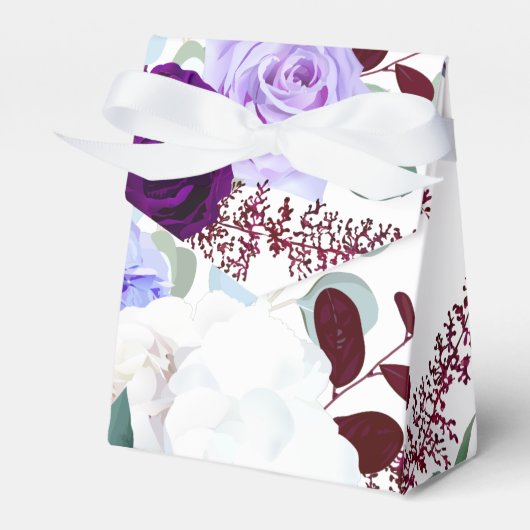 Tentpapier Favor Box Lavendel Hibiscus op wit Bedankdoosjes (Voorkant Zijde)