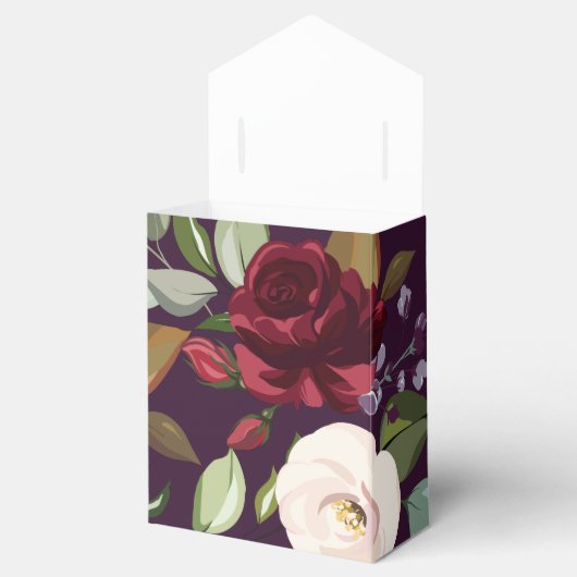 Tentpapier Favor Box Plum Paarse Rozen Gouden Geom Bedankdoosjes (Geopend)