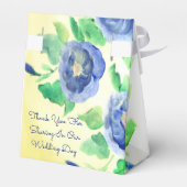 Tentstijl Blauwe Aquarel Roos Bruiloft Bedankdoosjes (Achterkant)