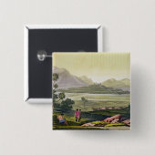 Teocalli, de Grote tempel in Tenochtitlan, Mexico Vierkante Button 5,1 Cm (Voorkant /achterkant)