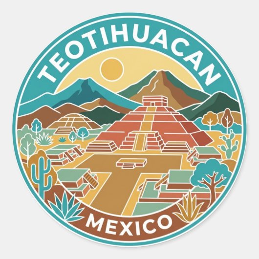 Teotihuacan Mexico Ronde Sticker (Voorkant)