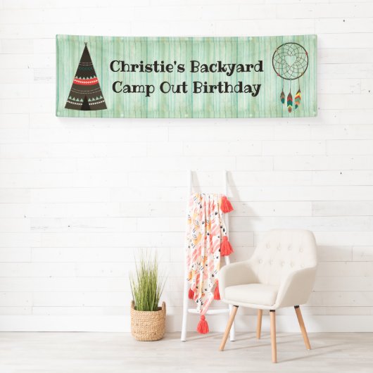 Tepee Camping Birthday Banner (Insitu)