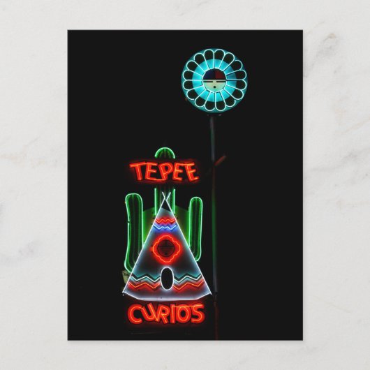 Tepee Curios Neon Sign, Tucumcari, New Mexico Briefkaart (Voorkant)