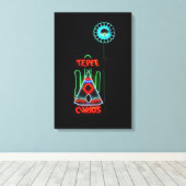 Tepee Curios Neon Sign, Tucumcari, New Mexico Canvas Afdruk (Insitu (Houten vloer))