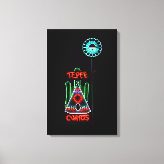 Tepee Curios Neon Sign, Tucumcari, New Mexico Canvas Afdruk (Voorkant)