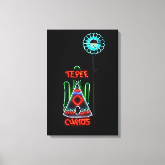 Tepee Curios Neon Sign, Tucumcari, New Mexico Canvas Afdruk (Voorkant)