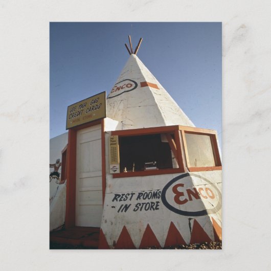 TEPEE GAS STATION ON ROUTE 66 TRAVEL BRIEFKAART (Voorkant)