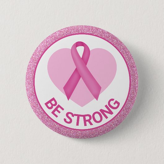 Tepelkankerbewustzijn Roze Lint & Hart Ronde Button 5,7 Cm (Voorkant)