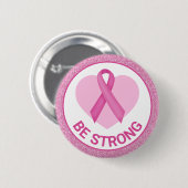 Tepelkankerbewustzijn Roze Lint & Hart Ronde Button 5,7 Cm (Voorkant /achterkant)