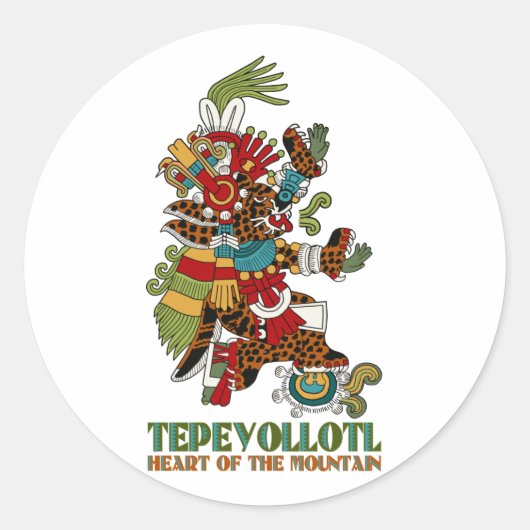 Tepeyollotl Ronde Sticker (Voorkant)