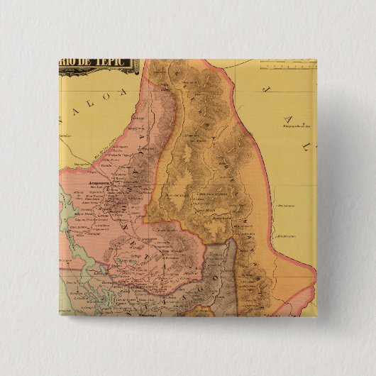 Tepic, Nayarit Vierkante Button 5,1 Cm (Voorkant)