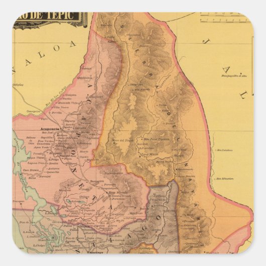 Tepic, Nayarit Vierkante Sticker (Voorkant)