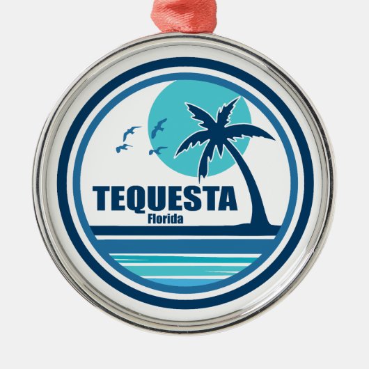Tequesta Florida Palm Tree Birds Metalen Ornament (Voorkant)