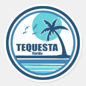 Tequesta Florida Palm Tree Birds Ronde Sticker (Voorkant)