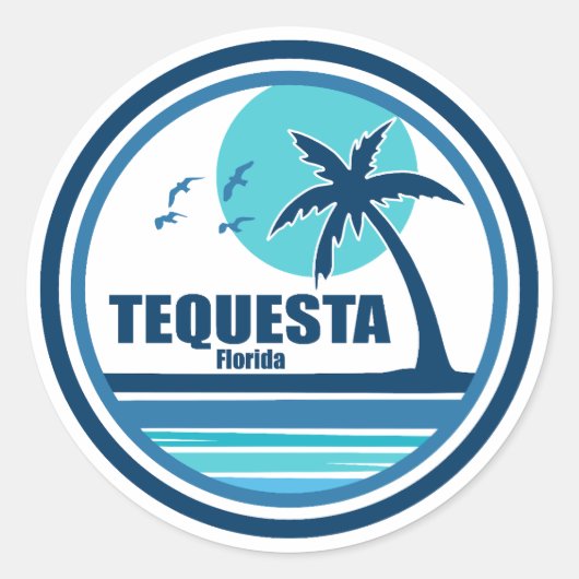 Tequesta Florida Palm Tree Birds Ronde Sticker (Voorkant)