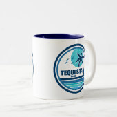 Tequesta Florida Palm Tree Birds Tweekleurige Koffiemok (Voorkant rechts)