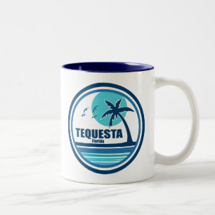 Tequesta Florida Palmen Boom Vogels Tweekleurige Koffiemok
