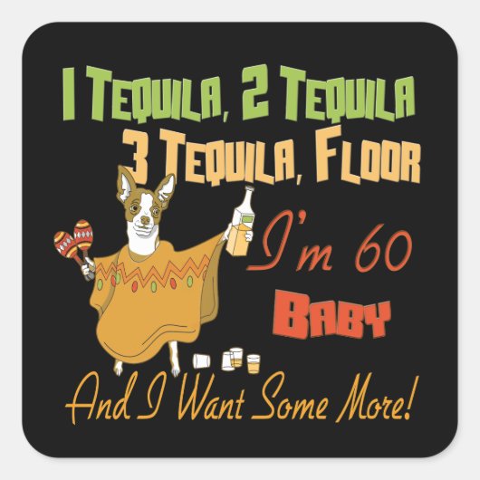 Tequila 60th Birthday Party Collectie Vierkante Sticker (Voorkant)