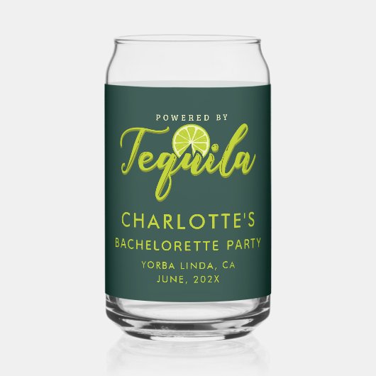 Tequila-aangedreven vrijgezellenfeest Geschenk Blikvorm Glas (Voorkant)