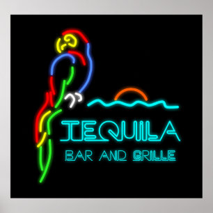 Tequila Bar en Grille Neon Sign Poster
