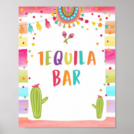 Tequila Bar Fiesta Dranken Cactus Tafelbord Poster (Voorkant)