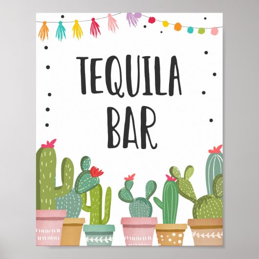 Tequila Bar Fiesta Dranken Cactus Tafelbord Poster (Voorkant)