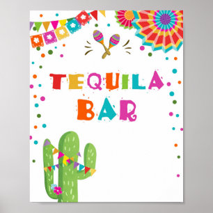 Tequila Bar Fiesta Drinken Cactus Table Sign Poster