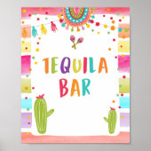Tequila Bar Fiesta Drinken Cactus Table Sign Poster (Voorkant)