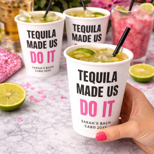 Tequila bracht ons ertoe Bruidsmeisjes zuipen Papieren Bekers