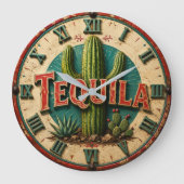 Tequila Cactus Rustic Mexican Bar Desert Home Gift Grote Klok (Voorkant)