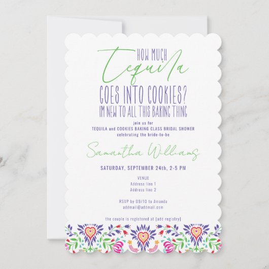 Tequila & Cookies Baking Class Vrijgezellenfeest Kaart (Voorkant)