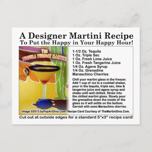 Tequila Dinsdag Martini Recipe Briefkaart (Voorkant)