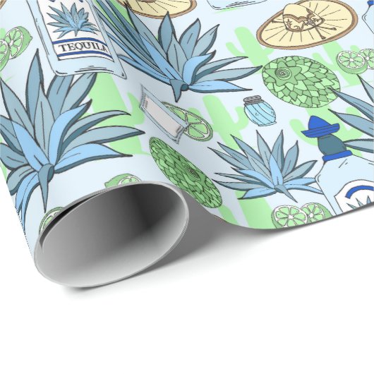 Tequila Drink Blue Agave Cactus Patroon Cadeaupapier (Rol Hoek)