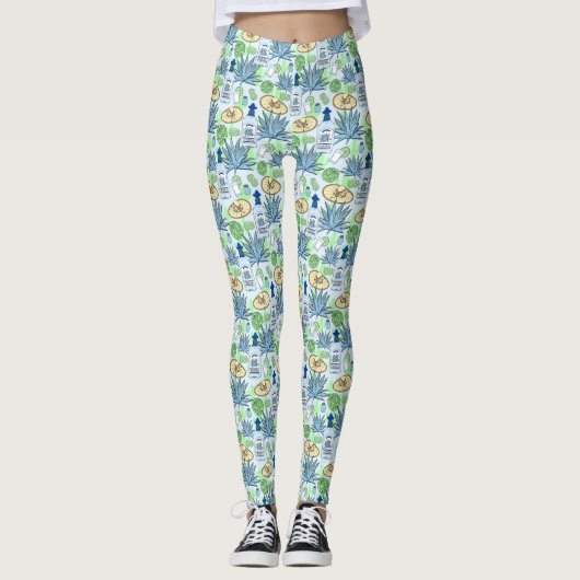 Tequila Drinker Blue Agave Cactus en Sombreros Leggings (Voorkant)