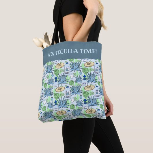 Tequila Drinker Blue Agave Cactus Patterned Tote Bag (Dichtbij)