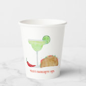 Tequila en Tacos, Margarita Bachelorette Fiesta Papieren Bekers (Voorkant)