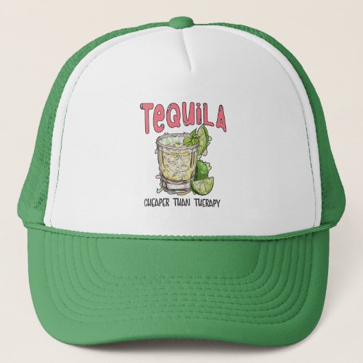 Tequila Goedkoper dan therapie Grappige Tequila Me Trucker Pet (Voorkant)