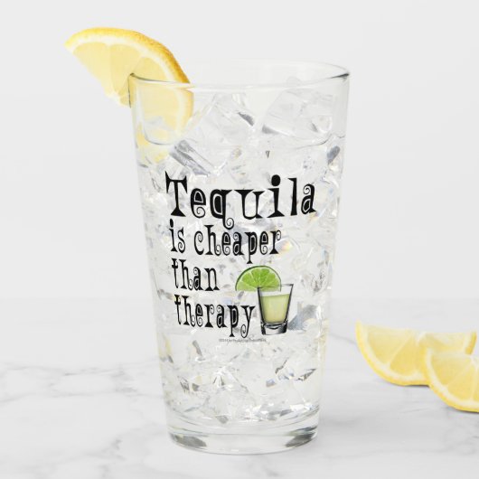 Tequila is goedkoper dan Therapy Drink Highball Glas (Voorkant ijs)