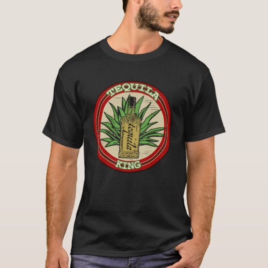 Tequila King Cool Tequila Bottle Agave Distress T-shirt (Voorkant)