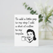 Tequila Koffie Pep 50s Huisvrouw Grappig Briefkaart (Staand voorkant)