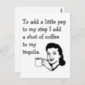 Tequila Koffie Pep 50s Huisvrouw Grappig Briefkaart (Voorkant / Achterkant)