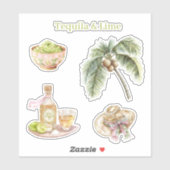 Tequila & Lime Guacamole Tropische Palmboom Hoed Sticker (Vel)