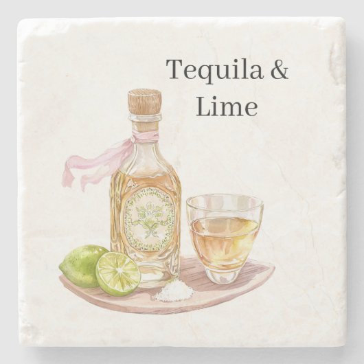 Tequila & Limoen Stenen Onderzetter (Voorkant)