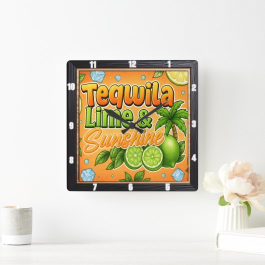 Tequila Limoen Sunshine Party Vierkante Klok (Huis)