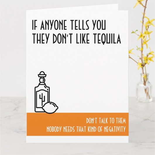 Tequila Lover's Large Oranje Birthday Kaart (Gele Bloem)