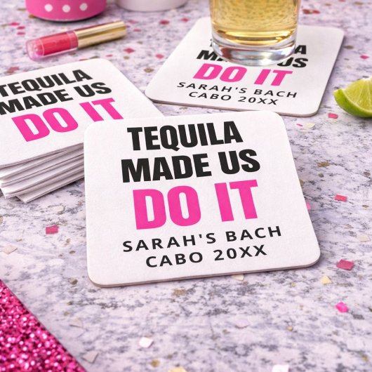 Tequila Made Us Do It | Bride Squad Drinking Kartonnen Onderzetters