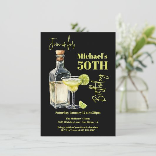 Tequila Margarita Milestone Man jarig Kaart (Staand voorkant)