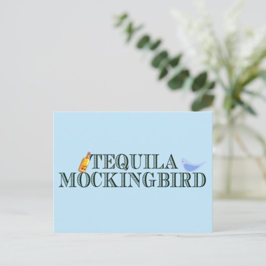 Tequila Mockingbird Funny Book Lover Pun Blue Briefkaart (Staand voorkant)
