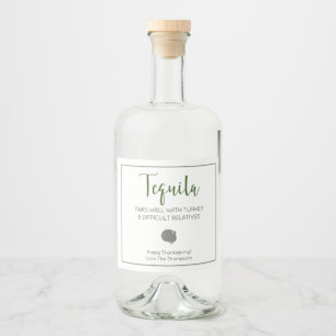 Tequila Pairs goed met kalkoen moeilijke familiele Likeurfles Etiket